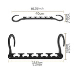 5-Tier Black Stainless Steel Pants Rack and 10-Pack Magic Cascading Hangers Set - Space-Saving Closet Organizer Kit - Side View