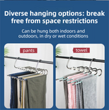 5-Tier Black Stainless Steel Pants Rack and 10-Pack Magic Cascading Hangers Set - Space-Saving Closet Organizer Kit