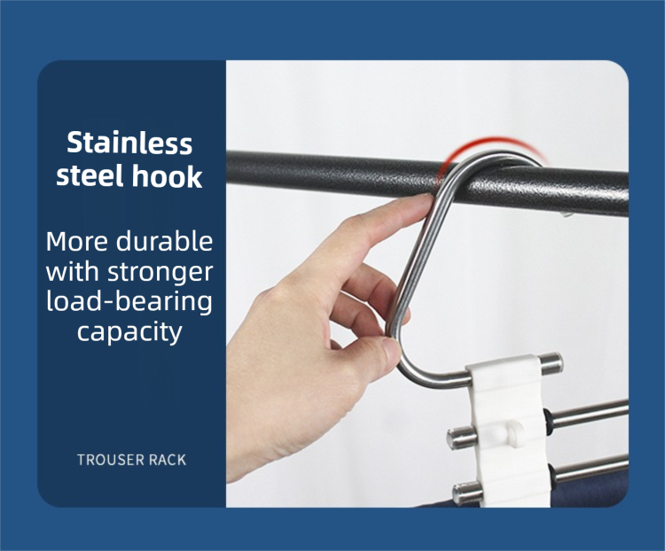5-Tier Black Stainless Steel Pants Rack and 10-Pack Magic Cascading Hangers Set - Space-Saving Closet Organizer Kit
