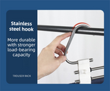 5-Tier Black Stainless Steel Pants Rack and 10-Pack Magic Cascading Hangers Set - Space-Saving Closet Organizer Kit