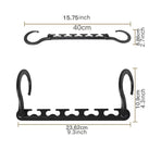 Ultimate Closet Space-Saver Set: 9-Tier Black Stainless Steel Retractable Pants Rack & 10-Pack Multi-Port Magic Hangers