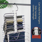 Ultimate Closet Space-Saver Set: 9-Tier Black Stainless Steel Retractable Pants Rack & 10-Pack Multi-Port Magic Hangers