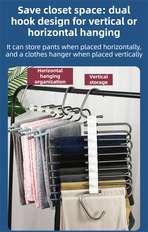 Ultimate Closet Space-Saver Set: 9-Tier Black Stainless Steel Retractable Pants Rack & 10-Pack Multi-Port Magic Hangers
