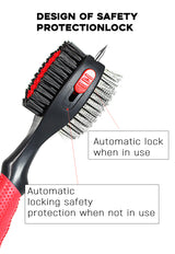 Grey Premium Golf Club Cleaning Brush Extra Large Head Dual Bristles Retractable Zip Line & Groove Cleaner Spike Anti-Slip Ergonomic Grip 29cm