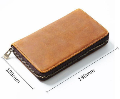 Black Genuine Crazy Horse Leather Fountain Pen Case Zippered Organiser Pouch with 5 Elastic Loops & Mesh Pocket Vintage Stationery Holder