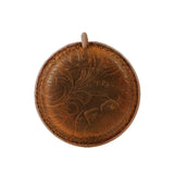 Brown Carved Design Handmade Crazy Horse Leather Retractable Tape Measure Keychain Dual Sided Scale 150cm/60