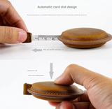 Brown Carved Design Handmade Crazy Horse Leather Retractable Tape Measure Keychain Dual Sided Scale 150cm/60