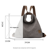 Purple Versatile 3-in-1 Canvas Backpack and Shoulder Bag Large Capacity Handbag for Women Ideal for Travel School and Everyday Use - Front View