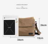 Black Men's Large Capacity Canvas Messenger Bag Lightweight Multi-Pocket Crossbody Shoulder Bag for Work Casual Travel iPad Compatible