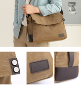 Brown Men's Large Capacity Canvas Messenger Bag Lightweight Multi-Pocket Crossbody Shoulder Bag for Work Casual Travel iPad Compatible