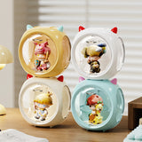White Cute Magnetic Display Case - Dustproof 'Space Capsule' Box for Figures & Collectibles - Front View