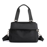 Black Women's Large Capacity Water-Resistant Nylon Handbag Multi-Compartment Crossbody Shoulder Bag for Work Travel and Daily Use 30cm