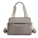 Grey Women's Large Capacity Water-Resistant Nylon Handbag Multi-Compartment Crossbody Shoulder Bag for Work Travel and Daily Use 30cm