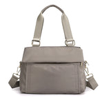Grey Women's Large Capacity Water-Resistant Nylon Handbag Multi-Compartment Crossbody Shoulder Bag for Work Travel and Daily Use 30cm