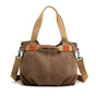 Coffee Women's Retro Canvas Tote Bag Large Capacity Shoulder Handbag Adjustable Crossbody Strap 35cm for Travel Work & Daily Use