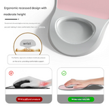 Pink Ergonomic Mouse Pad with Wrist Rest Support Soft Silicone Concave Groove Design 32.5cm Non-Slip Mat for Home Office & Gaming - Front View