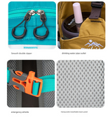 Green Professional Large Capacity Hiking Backpack - Waterproof Lightweight Outdoor Trekking Rucksack with Hydration Port and Emergency Safety Whistle - Front View