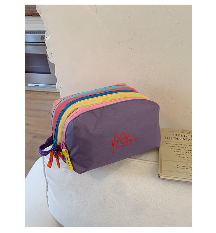 Purple Trendy Color-Block Outdoor Waterproof Nylon Crossbody Bag - Niche Lightweight Chest Bag and Phone Pouch for Travel and Sports