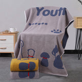 Grey Dog Deluxe Extra Large Pure Cotton Beach & Bath Towel | Highly Absorbent, Thick 70 x 140 cm | Fun Cartoon Design