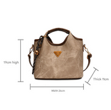 Coffee-brown Vintage Soft PU Leather Crossbody Handbag | Large Capacity Shoulder Tote | Unique Minimalist Design - Front View