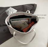 Coffee Large Capacity Daily Commuter Tote Bag Set | Versatile Shoulder Handbag with Matching Pouch | 38cm Length Casual Carryall - Side View