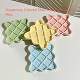 Blue Ceramic Slow Feeder Licking Plate for Cats and Dogs | Raised Anti-Choking Grid Design | 11.5 cm Durable Pet Dish - Front View
