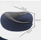 Navy Blue Ergonomic Memory Foam Travel Neck Pillow - U-Shaped Support for Naps & Journeys