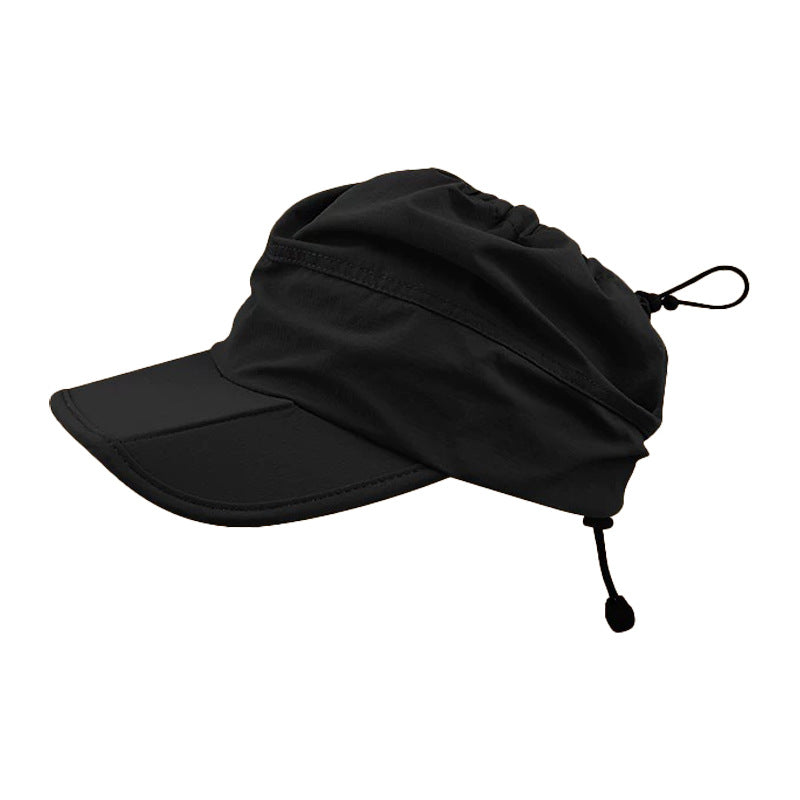 Black Outdoor Quick Dry Sun Hat - Foldable Visor Cap - UV Protection - 55-58cm