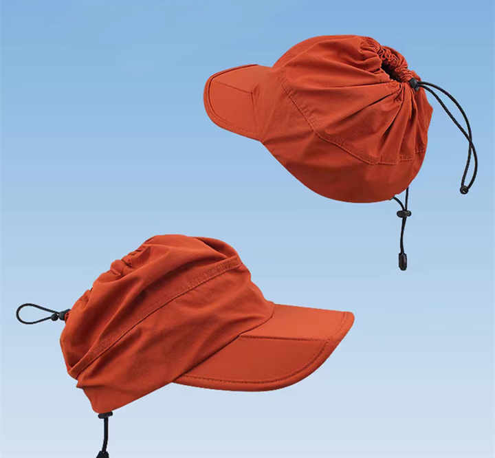 Black Outdoor Quick Dry Sun Hat - Foldable Visor Cap - UV Protection - 55-58cm