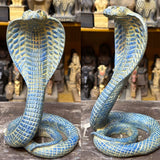 Blue Decorative Resin Cobra Statue - Unique Animal Figurine for Home Decor & Creative Gifts - 45-Degree Angle