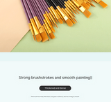 Purple Versatile 10-Piece Artist Paint Brush Set (10 Sets Included) - for Acrylic, Oil, Watercolor & Gouache Painting - Top-Down View