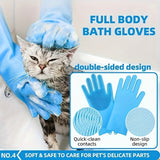Blue 6-Piece Dog Grooming Bath Set - Absorbent Microfiber Towels & Wash Mitts for Shiny Coats - Front View