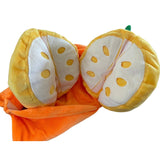 Plush Orange Squeaky Dog Toy - Interactive Fruit Chew Toy for Small Dogs & Puppies - Side View
