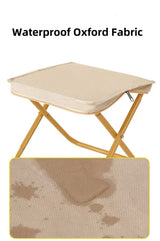 Beige Outdoor Folding Stool with Carrying Handle - Portable Camping Seat, Fishing Chair, Collapsible Zipper Stool for Outdoors, Queueing, and More - Top-Down View