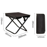Black Outdoor Folding Stool with Carrying Handle - Portable Camping Seat, Fishing Chair, Collapsible Zipper Stool for Outdoors, Queueing, and More - Front View