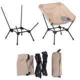 Beige Portable Lightweight Folding Beach Chair - Compact Fishing Chair with Square Legs for Outdoor Use - Front View