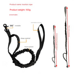 L Black Hands-Free Dog Leash with Adjustable Waist Belt - Shock Absorbing Bungee Lead - Top-Down View