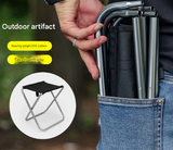 Small Blue Ultralight Portable Folding Camping Stool - Compact Aluminum Chair for Hiking, Fishing & Outdoor Events - Front View