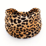 Khaki Leopard print Yoga Headband – Elastic Sweat-Wicking Hairband for Women