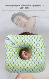 Green Ear Piercing Pillow - Soft Side Sleeper Cushion with Hollow Center for Pressure Relief, Post-Piercing Care & Comfortable Napping - 45-Degree Angle