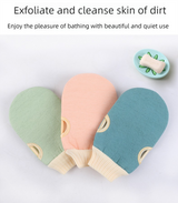 Pink 3-Piece Exfoliating Bath Set with Long-Handle Back Scrubber, Exfoliating Glove & Loofah Sponge for Deep Cleansing - Top-Down View