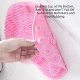 Pink 3-piece set  (2-Pack Silicone Foot & Back Scrubber Mat with Suction Cups + 1 Premium Lace Bath Loofah Sponge Set) - Non-Slip Foot Massager & Exfoliating Shower Set