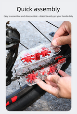 Red Transparent Bicycle Chain Cleaner with Visualization Design - Immersion Wash Tool for Road & Mountain Bikes + Bonus Cleaning Brush - Side View