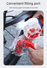 Red Transparent Bicycle Chain Cleaner with Visualization Design - Immersion Wash Tool for Road & Mountain Bikes + Bonus Cleaning Brush - 45-Degree Angle