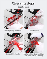 Red Transparent Bicycle Chain Cleaner with Visualization Design - Immersion Wash Tool for Road & Mountain Bikes + Bonus Cleaning Brush - Rear View
