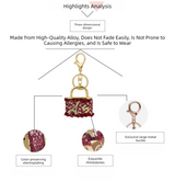 Beige Sparkling Rhinestone Lock Keychain - 3D Mini Handbag Charm with Alloy & Canvas Detail, Perfect Gift for Her