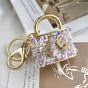 Purple Sparkling Rhinestone Lock Keychain - 3D Mini Handbag Charm with Alloy & Canvas Detail, Perfect Gift for Her