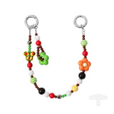YKA-8 Trendy Double-Clasp Beaded Phone Wrist Strap - Colorful Acrylic & Metal Anti-Loss Lanyard with Spacer Gift