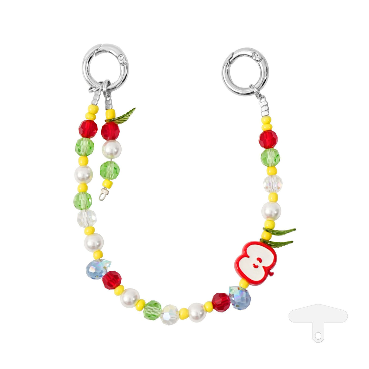 YKA-9 Trendy Double-Clasp Beaded Phone Wrist Strap - Colorful Acrylic & Metal Anti-Loss Lanyard with Spacer Gift