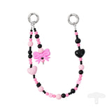 YKA-11 Trendy Double-Clasp Beaded Phone Wrist Strap - Colorful Acrylic & Metal Anti-Loss Lanyard with Spacer Gift
